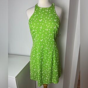 Vintage 90s Green Gingham Sleeveless Dress